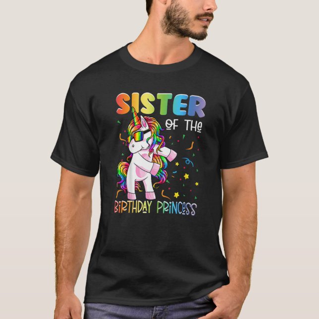 Sister of the Birthday Princess Girl  Flossing Uni T-Shirt (Front)