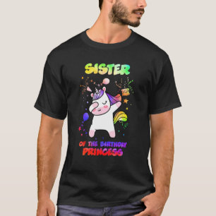 Sister Of The Birthday Princess Girls Unicorn Tie  T-Shirt