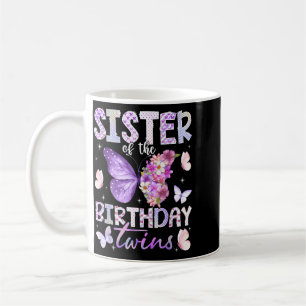Sister Of The Birthday Twins Cute Butterfly Coffee Mug