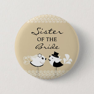 Sister of the Bride Birds Wedding Button