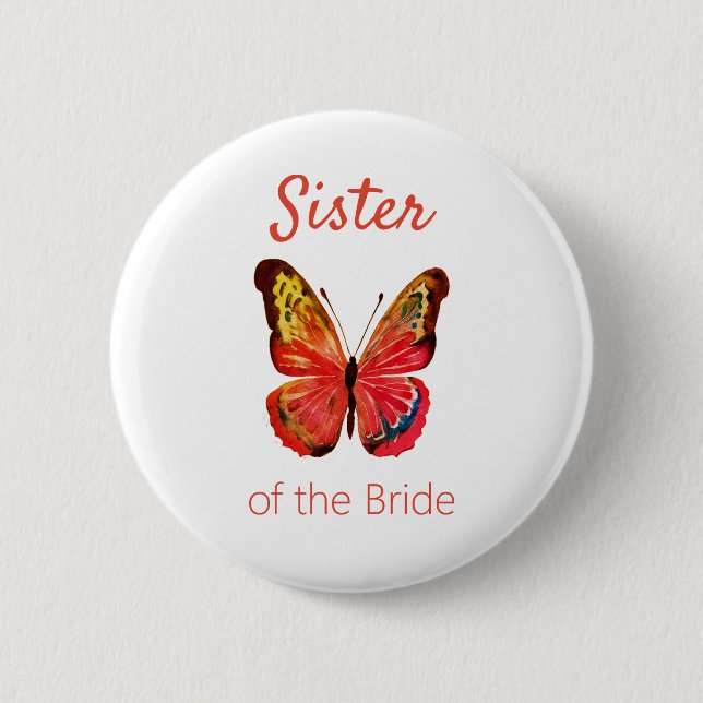 Sister of the Bride Butterfly Button (Front)