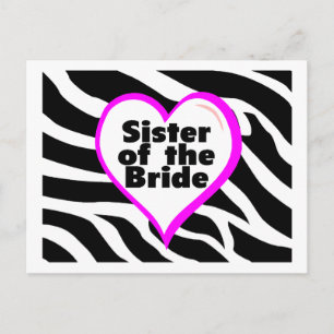 Sister of the Bride (Heart Zebra Print) Postcard