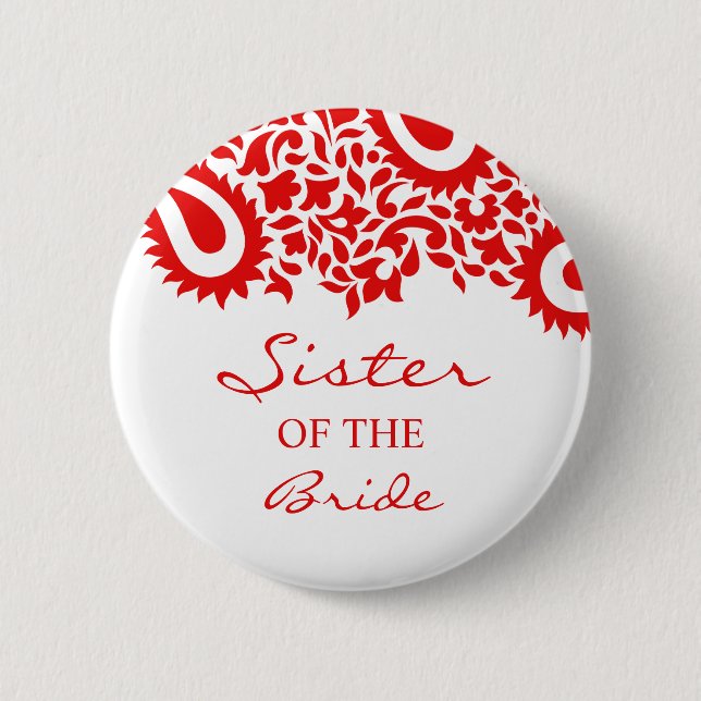 Sister of the Bride Paisleys Wedding Button (Front)
