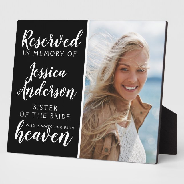 Sister of the Bride Reserved Heaven Photo Plaque (Side)