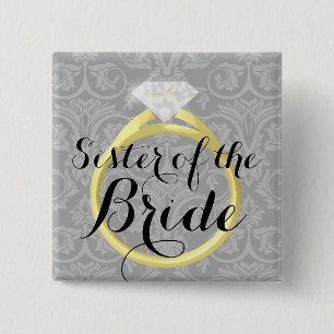 Sister of the Bride Ring Wedding Party Button