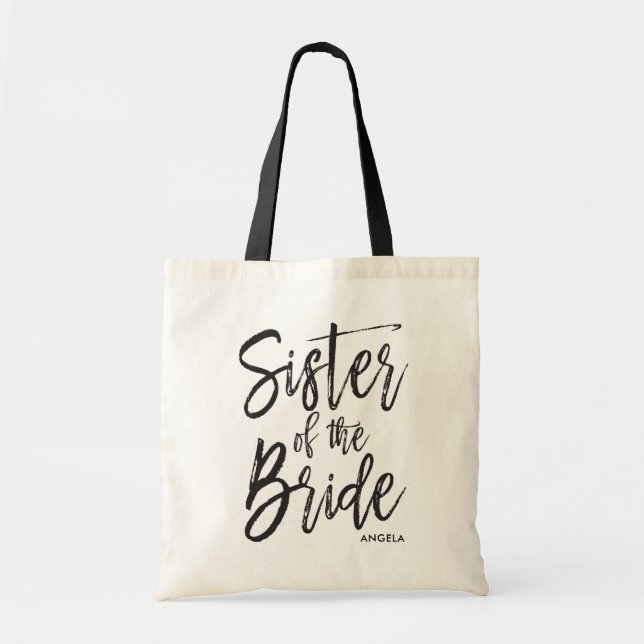 Sister of the Bride | Script Style Custom Wedding Tote Bag (Front)