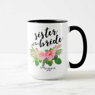 Sister of the Bride Watercolor Floral Personalised Mug