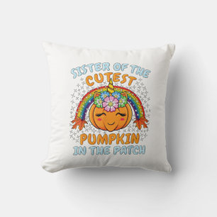 Sister Of The Cutest Pumpkin In The Patch Unicorn Cushion