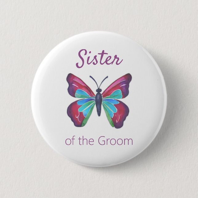 Sister of the groom Butterfly Button (Front)
