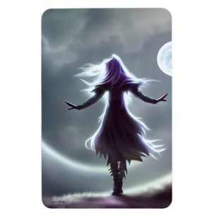 Sister of the Moon AI Fantasy Digital Art Print Magnet