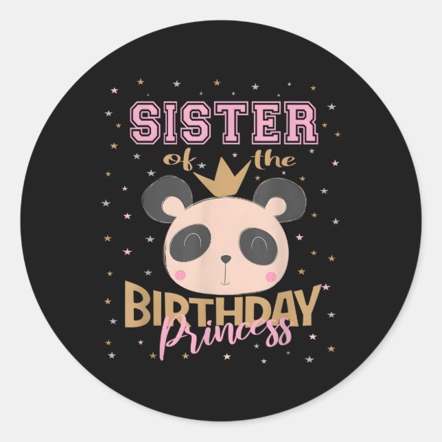 Sister Of The Princess Panda Bear Py Classic Round Sticker (Front)