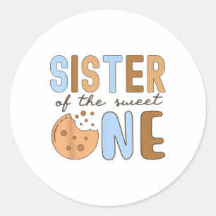 Sister Of The Sweet One Cookies And Milk 1st Birth Classic Round Sticker
