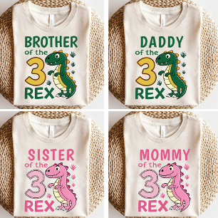 Sister of the Three-Rex Matching Dinosaur Birthday T-Shirt