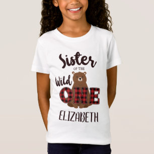 Sister of the Wild ONE Plaid Bear Birthday Party T-Shirt