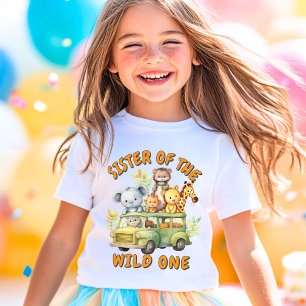 Sister of the Wild One safari animals birthday T-Shirt