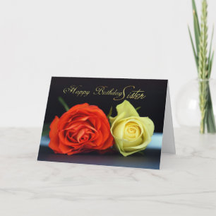 Sister Orange And Cream Rose Birthday Card