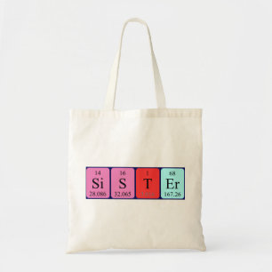Sister periodic table name tote bag