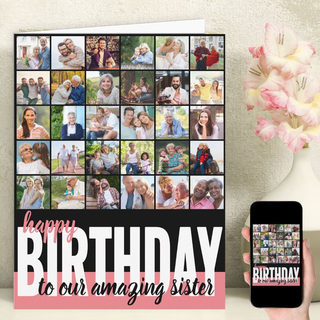 Sister Photo Collage 31 Picture Happy Birthday Card (Creator Uploaded)