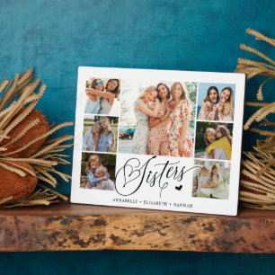 Sister Photo Collage Typography Keepsake  Plaque