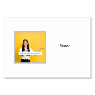 Sister Photo on Personalised Family Flashcards Table Number
