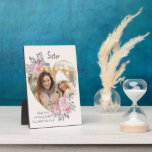 Sister Photo Plaque Gold Heart Floral Frame<br><div class="desc">Custom Photo plaque which you can personalise for anyone and add a favourite saying or words from the heart. Your photo is set into a geometric heart shaped gold frame. The gemstone frame is decorated with watercolor bouquets of pink flowers. It is lettered with the wording "Sister .. always caring...</div>