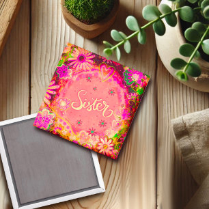 Sister Pink Pretty Floral Inspirivity Magnet
