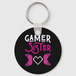 Sister Plays Video Game Funny Sisters Gaming Sis S Key Ring