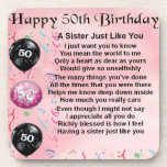 sister poem - 50th birthday design coaster<br><div class="desc">A great gift for a sister on her 50th birthday.</div>