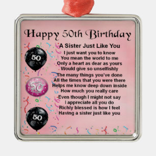 sister poem - 50th birthday design metal tree decoration