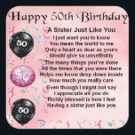 sister poem - 50th birthday design square sticker<br><div class="desc">A great gift for a sister on her 50th birthday.</div>