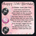 sister poem - 50th birthday design square sticker<br><div class="desc">A great gift for a sister on her 50th birthday.</div>
