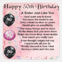 sister poem - 50th birthday design