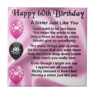 Sister poem  -  60th Birthday Tile