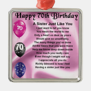 Sister Poem - 70th Birthday Metal Tree Decoration