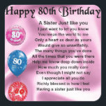Sister Poem  - 80th Birthday Square Sticker<br><div class="desc">A great gift for a sister on her 80th birthday</div>