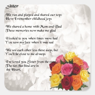 Sister Poem - Flowers Square Sticker