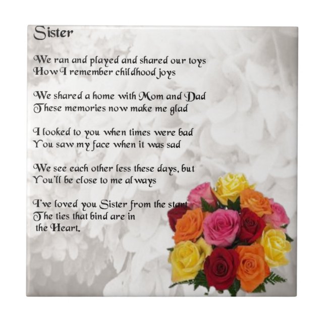 Sister Poem - Flowers Tile (Front)