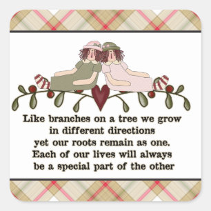 Sister poem fun cartoon sticker