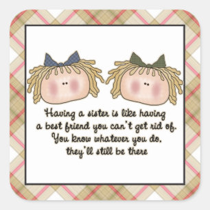 Sister poem fun cartoon sticker