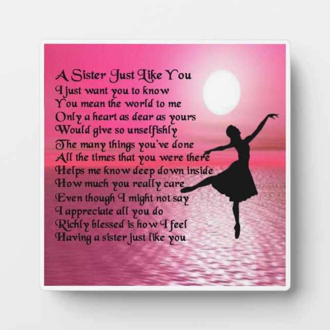 Sister Poem Plaque - Ballerina Design (Front)