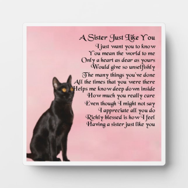 Sister Poem Plaque - Black Cat  Design (Front)