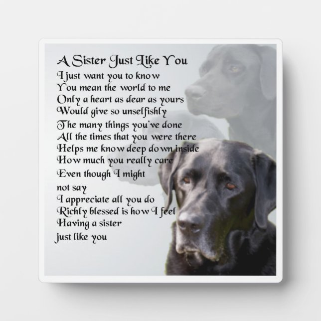 Sister Poem Plaque - Black Labrador  Design (Front)