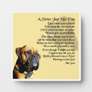 Sister Poem Plaque - Boxer Dog Design