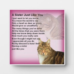 Sister Poem Plaque - Cat Design