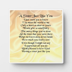 Sister Poem Plaque - Cream Silk Design