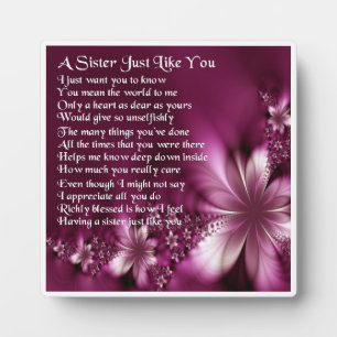 Sister Poem Plaque - Flowers Design