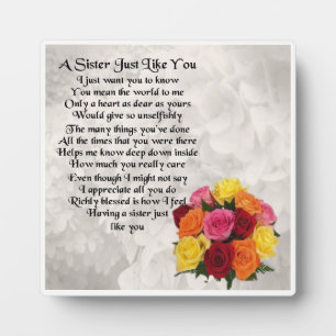 Sister Poem Plaque - Flowers Design