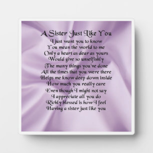 Sister Poem Plaque - Lilac Silk Design