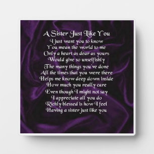 Sister Poem Plaque - Purple Silk Design