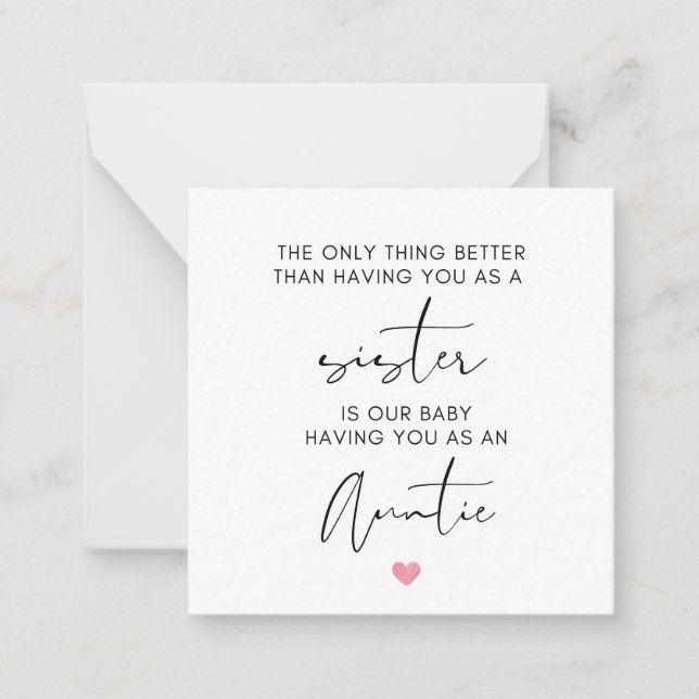 Sister promoted to Auntie , pregnancy reveal Card (Front)